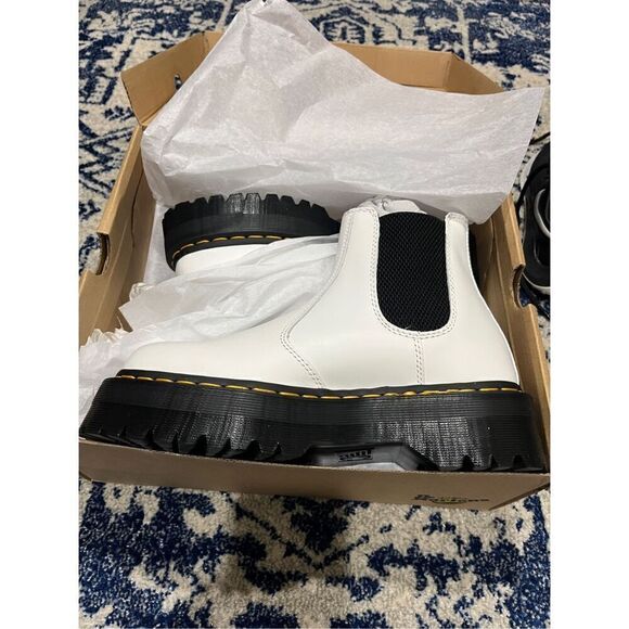 NEW 2976 SMOOTH LEATHER PLATFORM CHELSEA BOOTS WHITE - Picture 11 of 13